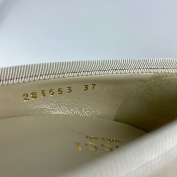 Gucci Cream GG Logo Peep Toe Wedge - Picture 8 of 9